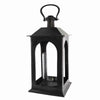 Benzara BM218328  Metal Lantern with Glass Hurricane, Black