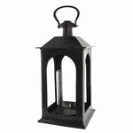 Benzara BM218328  Metal Lantern with Glass Hurricane, Black
