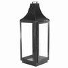 Benzara BM218329  Metal and Glass Lantern with Hinged Door and Top, Small, Black