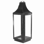 Benzara BM218329  Metal and Glass Lantern with Hinged Door and Top, Small, Black