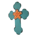 Benzara BM218405 Rustic Wooden Cross Wall Decor, Blue