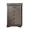 Benzara BM218495 5 Drawer Chest with Metal Drop Handle and Bracket Feet, Antique Gray