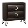 Benzara BM218511 2 Drawer Wooden Nightstand with Metal Ring Handles and Harpin Legs, Brown