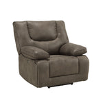 Benzara BM218530 Leatherette Power Motion Recliner with Pillow To Armrests, Brown