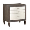 Benzara BM218575 Wooden Nightstand with 3 Storage Drawers, Brown and White