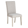 Benzara BM218610 Wood and Fabric Dining Chairs, Set of  2, White and Gray