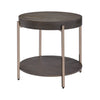 Benzara BM218615 Wood and Metal End Table with 1 Shelf, Brown and Champagne