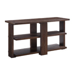 Benzara BM218617 Wooden Sofa Table with 2 Open Display Shelves, Brown
