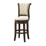 Benzara BM218622 Wood and Fabric Bar Height Chair with Swivel Mechanism, Brown and Beige