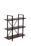 Benzara BM218709 3 Tier Wood and Metal Frame Bookcase with X Shape Design, Brown and Black