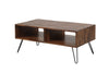 Benzara BM218715 2 Open Compartments Wooden Coffee Table with Hairpin Legs, Brown and Black