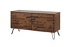 Benzara BM218716 2 Doors Wooden Media Console with Hairpin Legs, Brown & Black