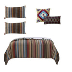 Benzara BM218760 Stripe Pattern Cotton Quilt Set with 2 Quilt Shams and 2 Pillows, Multicolor