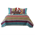 Benzara BM218792 Tribal Print Twin Quilt Set with Decorative Pillows, Multicolor