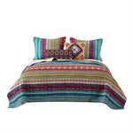 Benzara BM218794 Tribal Print King Quilt Set with Decorative Pillows, Multicolor