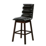 Benzara Horizontally Tufted Leatherette Wooden Barstool, Set of 2, Espresso Brown