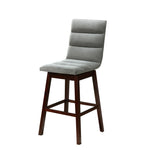 Benzara Horizontally Tufted Fabric Upholstered Barstool, Set of 2, Gray and Brown