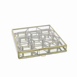 Benzara BM218982 Modern Designed Honeycomb Box with Separate Compartments, Gold and Clear