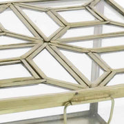 Benzara BM218983 Modern Designed Square Leaded Top Box with Metal Handle, Gold and Clear