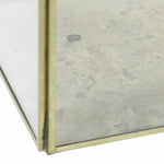 Benzara BM218983 Modern Designed Square Leaded Top Box with Metal Handle, Gold and Clear