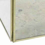 Benzara BM218983 Modern Designed Square Leaded Top Box with Metal Handle, Gold and Clear