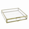 Benzara BM218985 Modern Designed Flat Square Top Box with Glass Walls, Gold and Clear