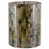 Benzara BM218995 Modern Glass Hurricane with Mosaic Newspaper Graffiti, Multicolor