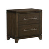 Benzara 2 Drawer Nightstand with Grain Details and Chamfered Feet, Dark Brown