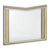 Benzara V Notch Design Wooden Frame Mirror with LED Light, Silver