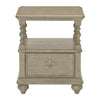 Benzara 1 Drawer End Table with 1 Open Shelf and Decorative Pilasters, Gray