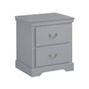 Benzara 2 Drawer Wooden Nightstand with Metal Drop Handles and Bracket Feet, Gray