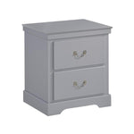 Benzara 2 Drawer Wooden Nightstand with Metal Drop Handles and Bracket Feet, Gray