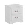Benzara 2 Drawer Wooden Nightstand with Metal Drop Handles and Bracket Feet, White