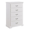 Benzara 5 Drawer Vertical Chest with Metal Drop Handles and Bracket Feet, White