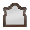 Benzara Scalloped Design Wooden Frame Mirror with Molded Details, Brown and Silver