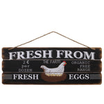 Benzara BM219084 Wooden Wall Art with Fresh From Farm Typography, Set of 2, Brown and Black