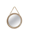 Benzara BM219099 Round Wooden Top Wall Mirror with Beaded Hanger, Set of 2, Brown