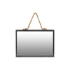 Benzara BM219102 Metal Frame Rectangular Wall Mirror with Rope Hanger, Set of 2, Gray