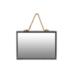 Benzara BM219102 Metal Frame Rectangular Wall Mirror with Rope Hanger, Set of 2, Gray