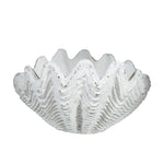 Benzara BM219132 Polyresin Shell Vase with Flat Base and Rough Body, Large, Washed White