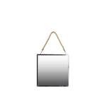 Benzara BM219138 Transitional Square Metal Wall Mirror with Rope Hanger, Set of 2, Silver