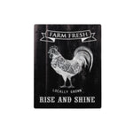 Benzara BM219157 Farm Fresh Rise and Shine Painted Wooden Wall Art, Set of 2, Black