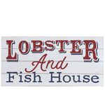 Benzara Lobster and Fish House Painted Wooden Wall Art, Set of 2, White