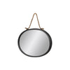 Benzara BM219198 Oval Wall Mirror with Rope Handle and Metal Frame,Set of 2,Black and Silver