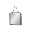 Benzara BM219201 Metal Frame Square Wall Mirror with Rope Handle, Set of 2, Black and Silver