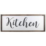 Benzara Wooden Wall Art with Cursive Kitchen Typography, Set of 2, Brown and White