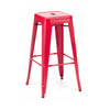 Benzara Modern Square Seat Metal Barstool with Angular Legs, Set of 2, Red