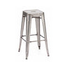 Benzara Modern Square Seat Metal Barstool with Angular Legs, Setof 2, Gray