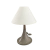 Benzara Contemporary Style Concrete Base Table Lamp with Shade, White and Gray