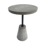 Benzara Modern Style Round Concrete End Table with Tapered Base, Gray